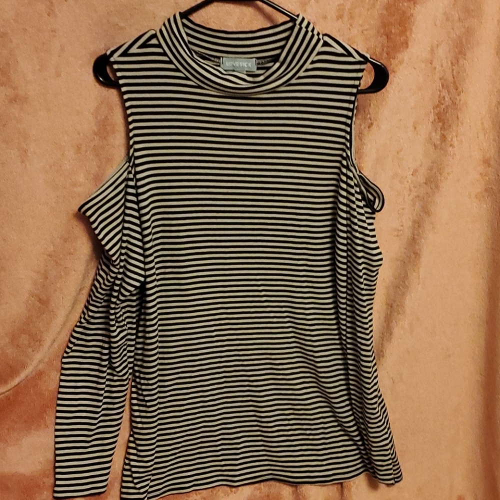 Lovesick cold shoulder partial turtle neck